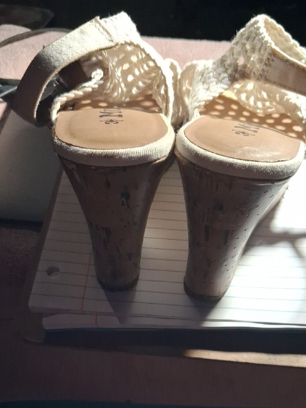 Mudd Wedge Sandals with Crochet Upper in Cream - Picture 3 of 4